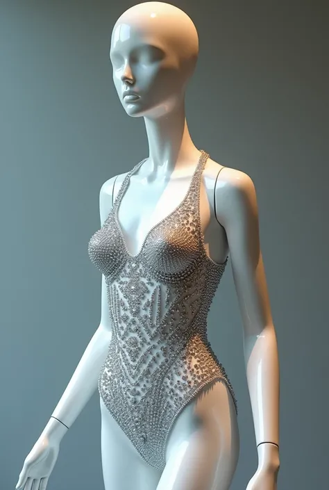 A sparkling diamond girl&#39;s swimsuit on a mannequin