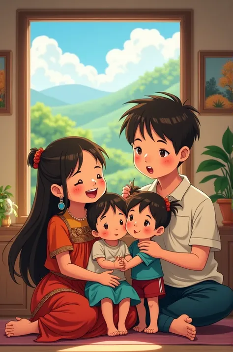 Generates an average Paraguayan family in anime version 