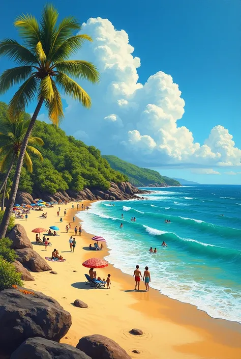 Painting of Pajuçara beach in Maceio, Alagoas, northeast of Brazil

