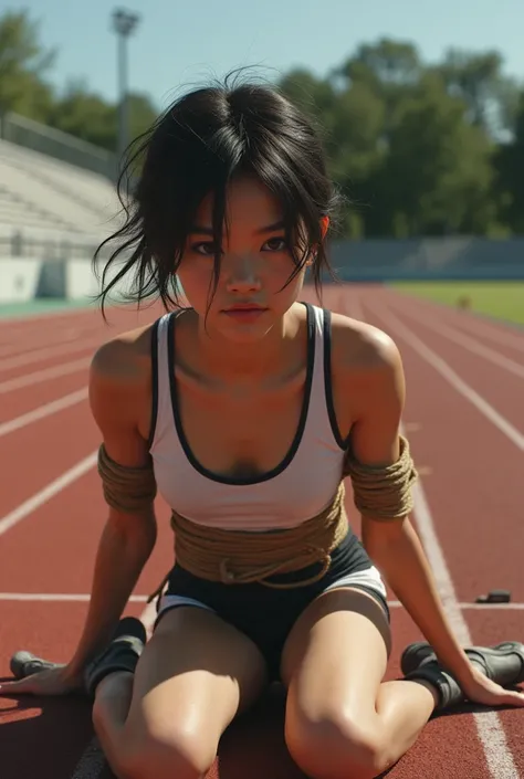 Cute track girl tied up