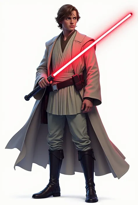 Help me generate an AI game art application analysis，Similar to long PDF，Portfolio format，Don&#39;t need too many colors，Be formal, Starwars Luke Skywalker with lightsaber, The combination of Huawei&#39;s White background，Need to include typographic elemen...