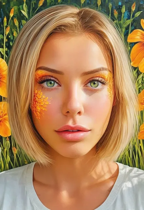 a girl in a garden, oil painting, beautiful detailed eyes, beautiful detailed lips, extremely detailed eyes and face, long eyela...