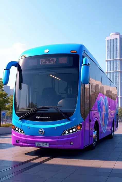 A bus skin named OMO . Which exist purple and sky blue
