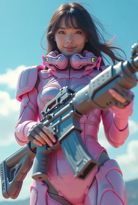 photo-realistic, ultra-realistic, very beautiful Japanese, famous Japanese idol, 20 years old, dramatic scene, masterpiece, beautiful eyes, (extremely intricated with extremely complex pastel colored cute cyber punk mecha armored full-face gas mask:1.5), (...