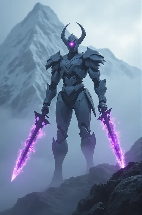 Fog in Everest mount,Dual dark purple flame sword, Jaeger,cycolp eye