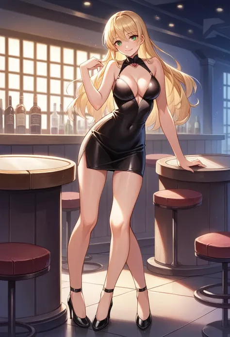 anime, Beautiful face, very detailed face, 2 neat legs, Detailed eyes, very detailed background, perfect lighting, beautiful blonde hair, precision weapons, Precise hands, precise fingers, whole body, 1 girl, One, rubi hoshino, Oshi no ko, in room, detaile...