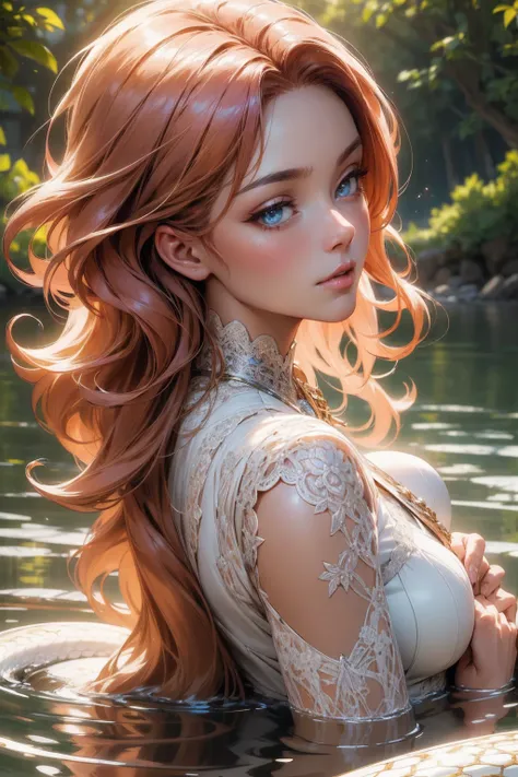 (best quality,4k,8k,highres,masterpiece:1.2), ultra-detailed, (realistic,photorealistic,photo-realistic:1.37), mature milf, illyasviel von einzbern, redhead hair, upper body, vibrant colors, glowing skin, mesmerizing eyes, brown eyes, elegant pose, enchant...