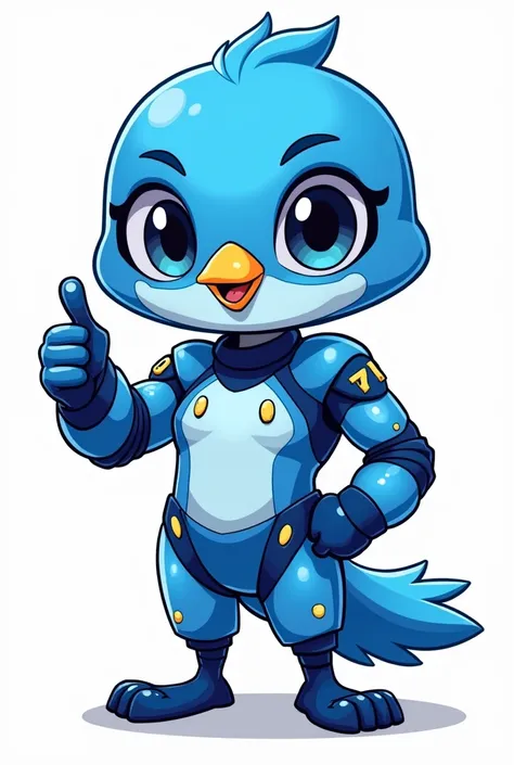 a cartoon character of a blue bird, app design, cyber suit, based on childs drawing, dd, transparent background, cryptocurrency, advanced digital chibi art, an eagle, plush mascot, sparky, humanoid form, artist interpretation, computer drawing, test screen...