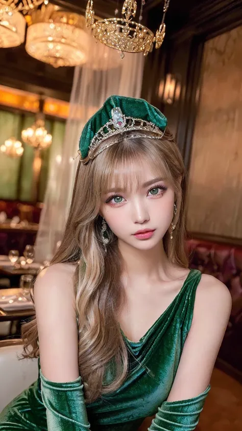 ((Highest quality、8k、masterpiece:1.3))、((Photorealistic、Perfect body line:1.4))、((18-year-old super beautiful woman、One woman only:1.4))、((Highly detailed face, skin texture and beautiful eyes、Highlight of light-colored eyes、Light shines in the eyes:1.4))、...