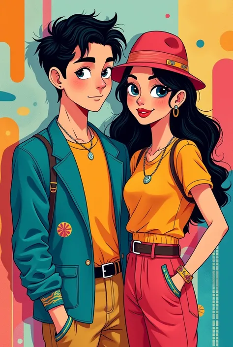 a couple in pop style


