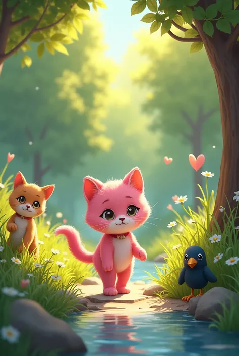 The Birth of the Pink Cat. The Journey Home, With newfound strength and wisdom, the pink kitten decides it’s time to return home. She retraces her steps, crossing the river and passing through the park where she first started her adventure. Along the way, ...