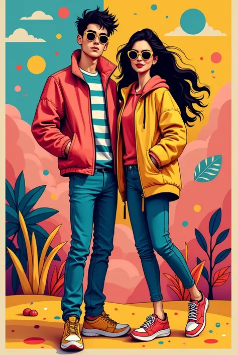 a couple in pop style


