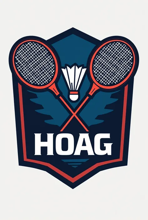 Create a badminton club logo with 2 crossed rackets and a shuttlecock with the club name "HOAG"