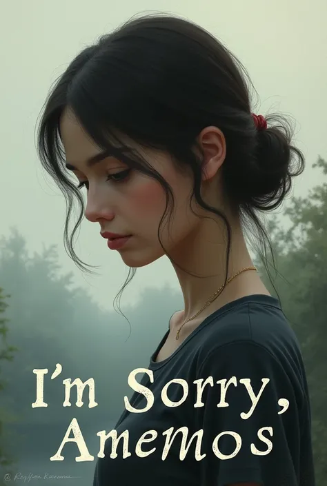 Create a jk for a book cover with the title in the image"I&#39;m sorry,Amemos" realisitic!