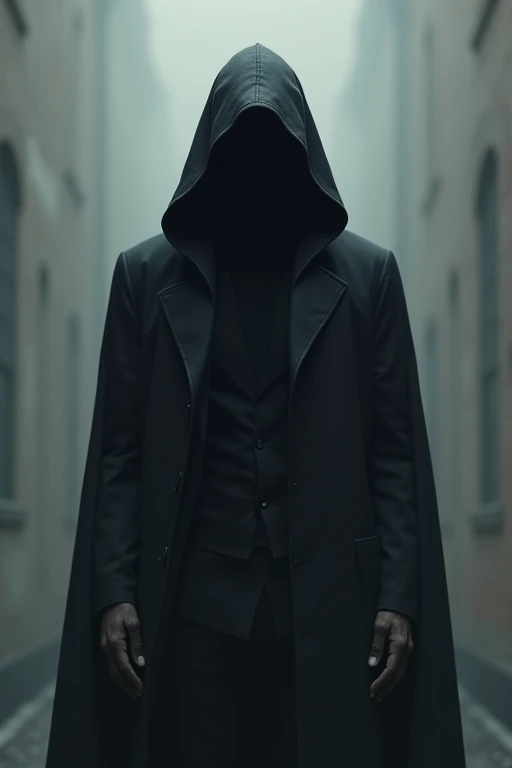 Man wearing a black hood and hiding his face