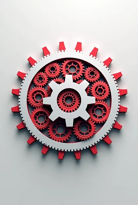 Create a brand with a name "Usicam" 
Gears appearing around the image gears following the image and with color palette: rot, white and light gray 4k Hd quality