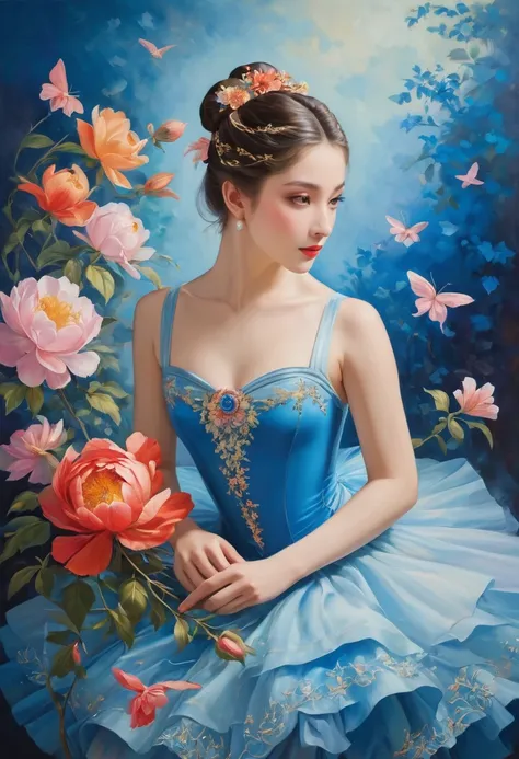 (high resolution,masterpiece:1.2),(Practical:1.37)"(best quality, high resolution, Extremely detailed, Practical),Beautiful portrait of a 19th century French ballerina, (She is of French and Japanese descent., She is a beautiful woman with deep blue eyes a...