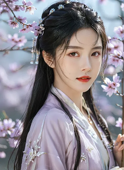 best quality, masterpiece, high resolution, Martial arts girl,blush,(Charming smile:0.8),Stellate pupils,china hanfu,Hair accessories,necklace, Jewelry,Pretty Face,more than_Body, Tyndall effect,lifelike, Dark Studio, Edge lighting, Two-color light,(High D...