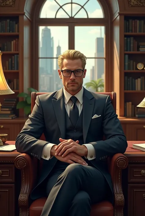 Lord of glasses, businessman, blond hair 
