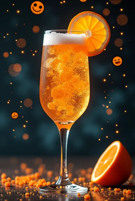 araful drink in a glass with an orange slice on the rim, Sparkling wine, Giuseppe Avanzi, Inspired by Vito Dancona (Vito D&#39;Ancona), Happy appearance, Inspired by Giuseppe Abbati, Despairing, Shining atmosphere, Inspired by Perin del Vaga, 🕹️ 😎 🔫 🤖 🚬, 5...