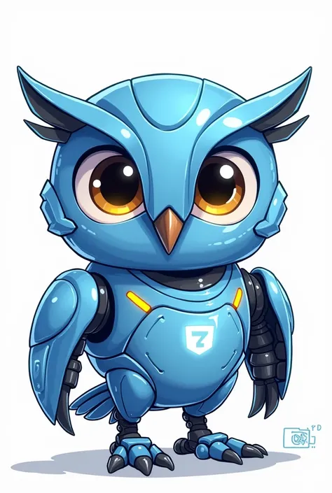 a cartoon character of a mini blue robot owl, app design, cyber suit, based on childs drawing, dd, transparent background, cryptocurrency, advanced digital chibi art, an eagle, plush mascot, sparky, humanoid form, artist interpretation, computer drawing, t...