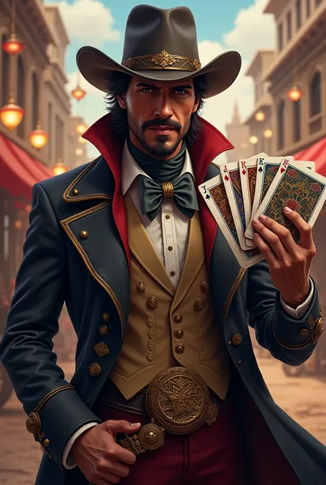 Hector Miller Fernandes Calangos III is a charismatic, adventurous character with a rich background. He is a traveling bard who wields a magical deck of cards, each card representing a different power or spell. His primary power is tied to luck and randomn...