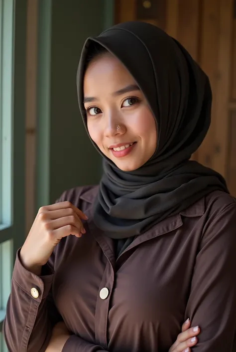 Beautiful sexy Indonesian girl wearing hijab