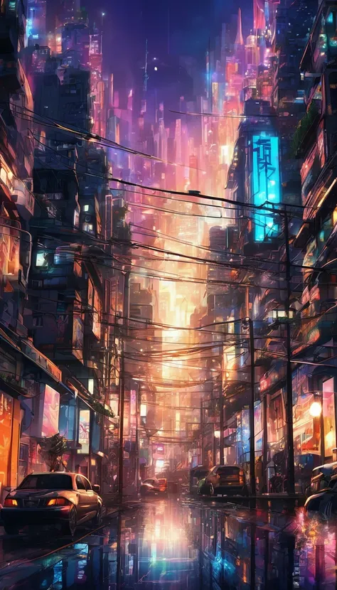 urban, abstract urban, shining light, shining urban lights, anime graphics, brilliant, intricate, detailed, masterpiece, 8k