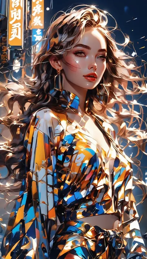 1girl, urban, abstract urban, shining light, shining urban lights, anime graphics, brilliant, intricate, detailed, masterpiece, ...