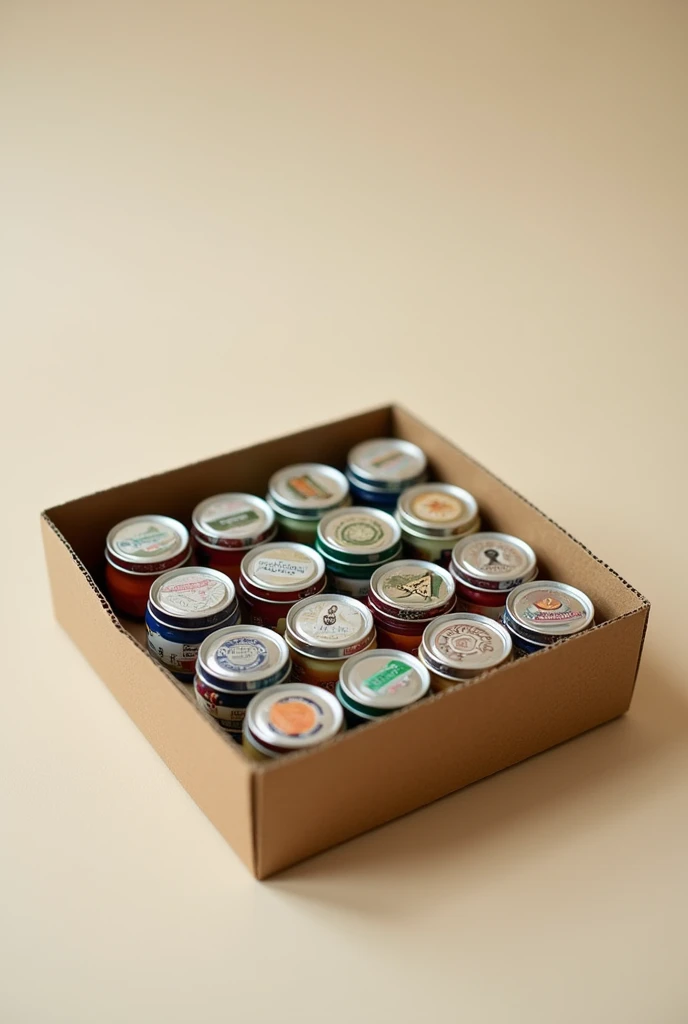 Small cardboard tray with 20 tins