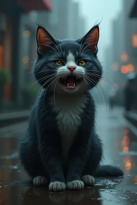 cat crying tears in the rain