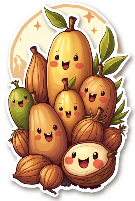 Nuts drawn in illustration style, Sticker