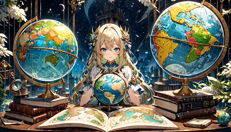 **318. One person。Personification of the globe。The globe symbolizing the world。Cowboy shot or close-up。  
masterpiece, best quality, ultra detailed (Detailed fingers), (Emotional), (Breathtakingly beautiful),  
(main part: 1.2 Whole body。), (Anime Style), ...