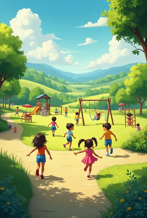 Genrate 60×80 inch image of kids playing in Park