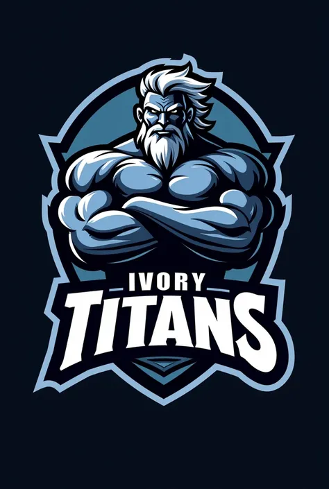 Create a photo of the logos for a sports team named ivory titans with a black blue and white color scheme with ivory titans written below it 

