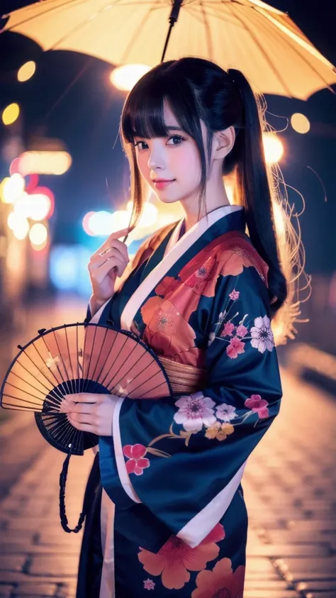 Anime girl in a kimono holding a fan, Anime Style 4k, Beautiful Anime girl, Core of the Night, Beautiful Anime woman, Beautiful Anime portrait, Cute Anime Girl, Anime Long Hair, Beautiful Anime style, Beautiful Anime, 4k anime wallpaper, Cute anime waifu i...