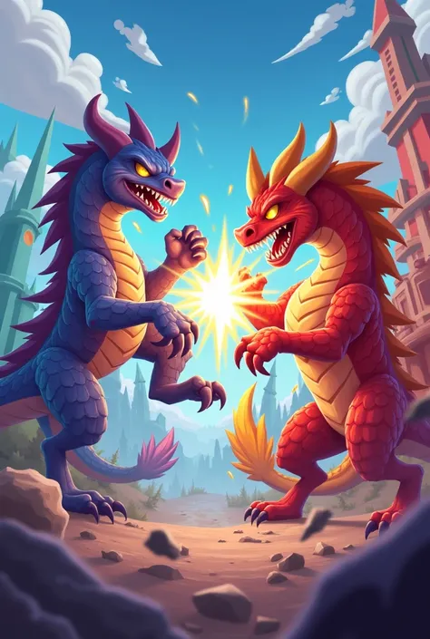 Brawl stars style dragon characters 