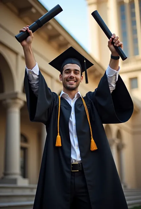 1 graduate holding his diploma