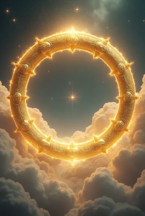 Zodiac big golden ring  clouds fantasy