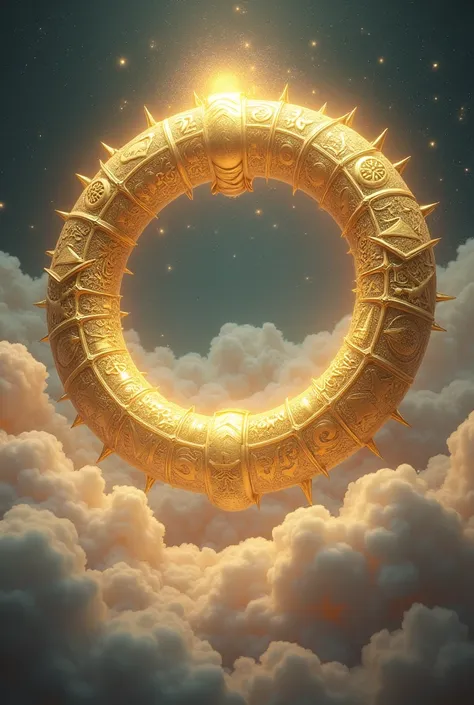 Zodiac big golden ring  clouds fantasy