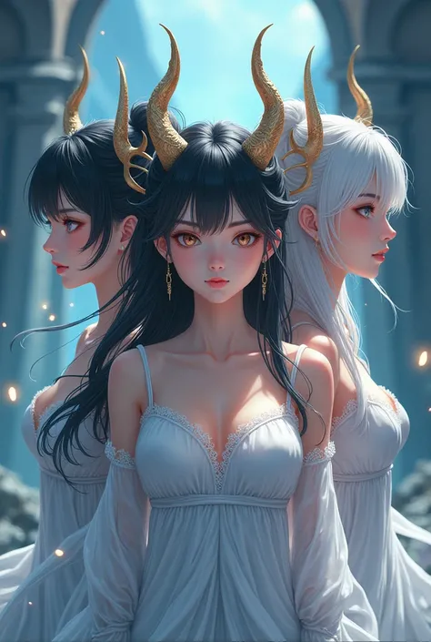 Anime Women with dragon horns
