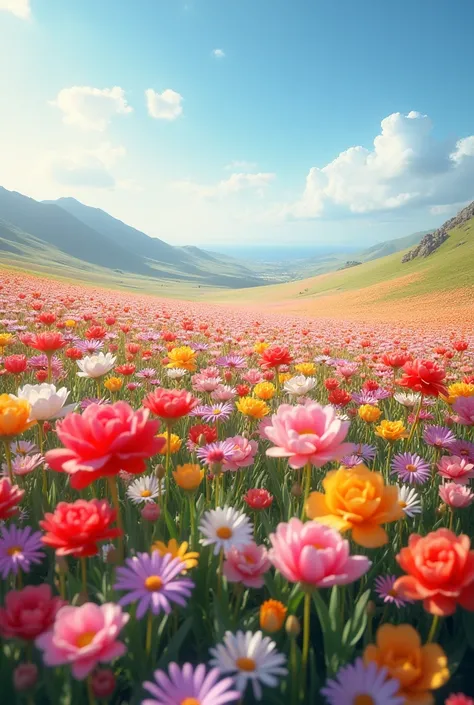 Fields full of beautiful flowers (close up),  (8k wallpaper), (Light and shadow effects), Rendering by Octane, White balance design, 極其detailed圖像表示, wide angle, Depth of Field, masterpiece, actual, Beautifully depicted, detailed, precise, masterpiece