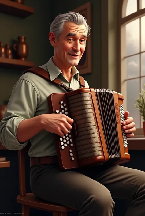 Sullivan playing the accordion

