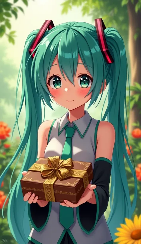 Hatsune Miku shyly hands over chocolate(Brazil)