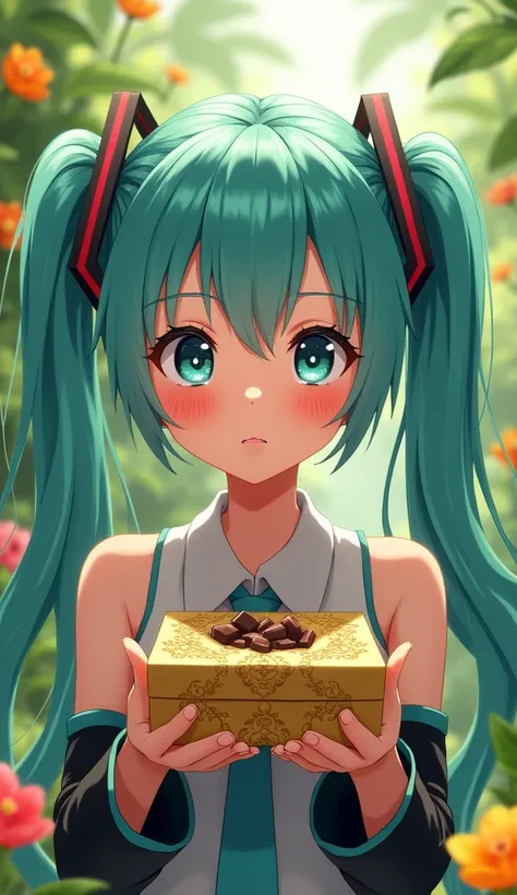 Hatsune Miku shyly hands over chocolate(Brazil)