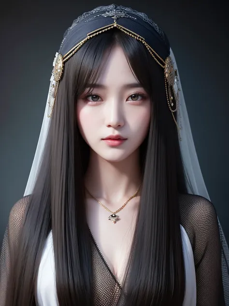 fortune teller　She wears a veil that hides her face.、Eyes are hidden, Beautiful eyes, Realistic image, high definition 8k, nvidia best result. 