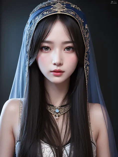 fortune teller　She wears a veil that hides her face.、Eyes are hidden, Beautiful eyes, Realistic image, high definition 8k, nvidia best result. 