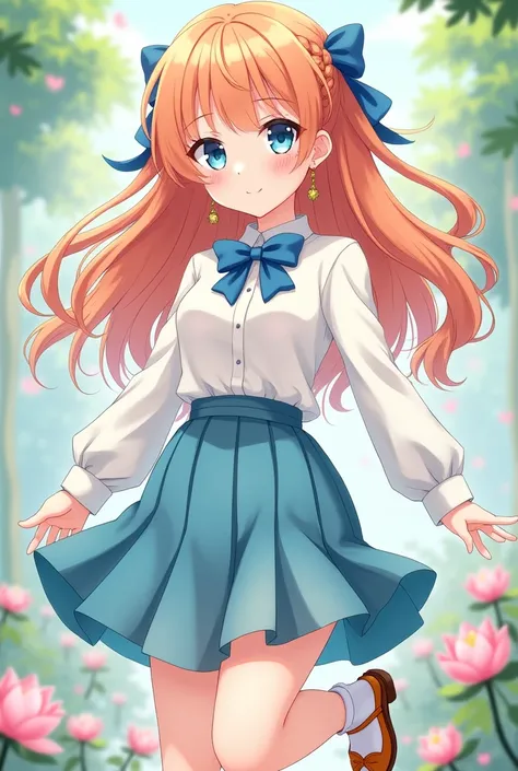 Livia is a girl with a gentle face and orange hair that resembles the color of autumn leaves, slightly wavy to her waist, with bangs that cover the left side of her forehead and the sideburns on the right side are braided. Tied with a blue ribbon, her big ...