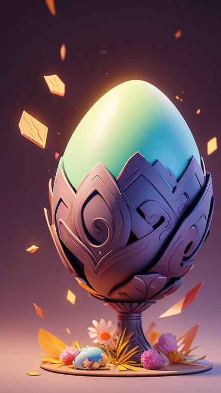 1 Monster Egg floating in the air, no base.. The image should be sharp and detailed, with beautiful colors.Exotic patterns