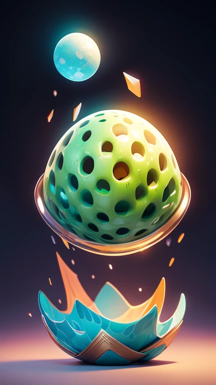 1 Monster Egg floating in the air, no base.. The image should be sharp and detailed, with beautiful colors.Exotic patterns